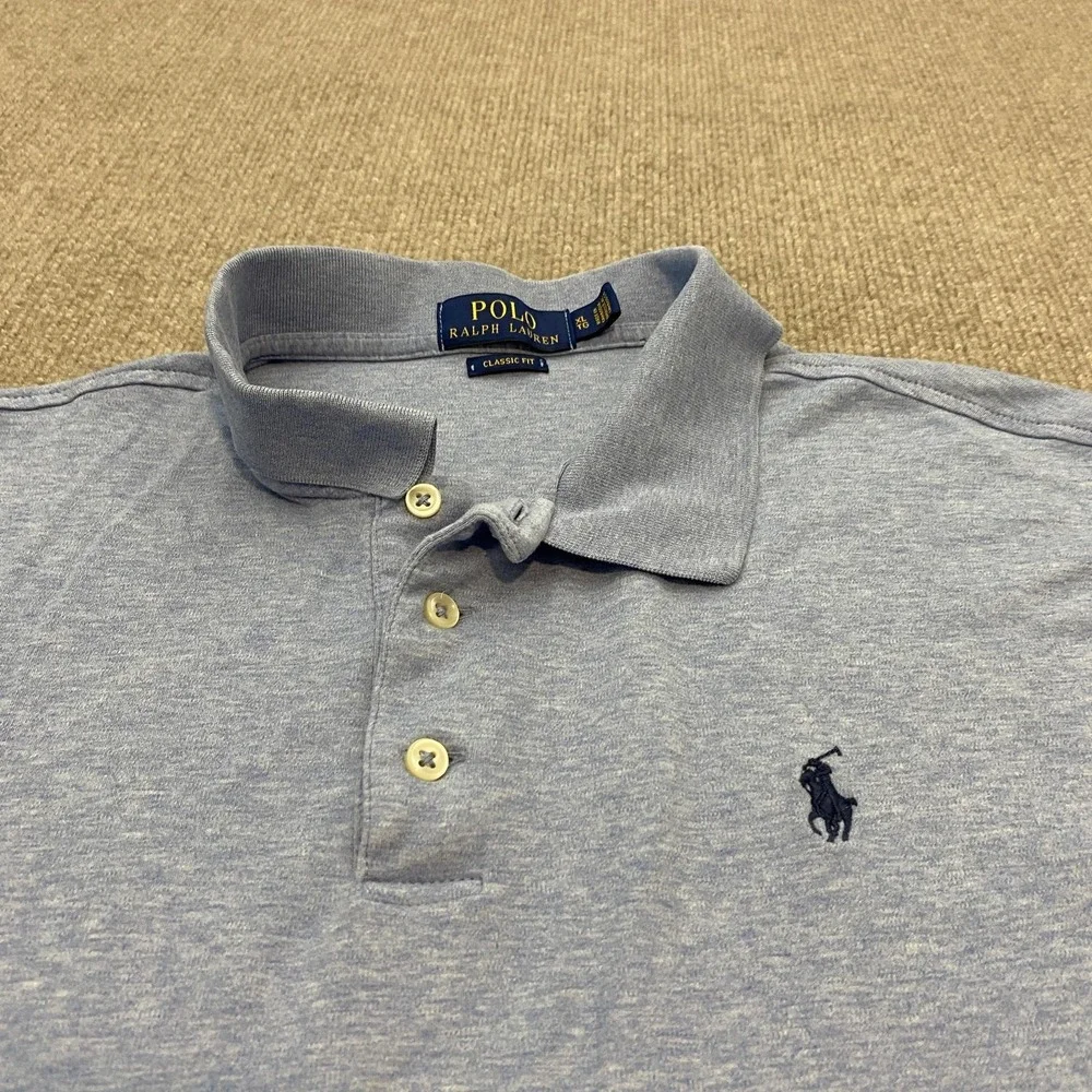 Polo Ralph Lauren Polo Shirt Mens XL Blue Heather Classic Fit Cotton Logo 90s